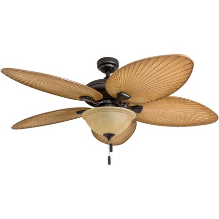 HONEYWELL CEILING FANS Palm Valley, 52 in. Indoor/Outdoor Ceiling Fan with  Bowl Light, Bronze Tropical 50507-40